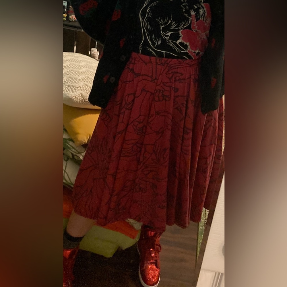 Maya Kern Red Hand Midi Skirt